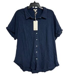 New‎ Dylan Button Down Short Sleeve Blue Shirt 100% Cotton